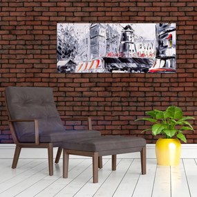 Tablou - Strada din Paris, pictură în ulei (120x50 cm)