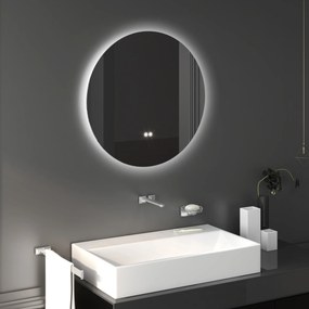 kleankin Oglindă de Baie Rotundă cu Lumină LED în 3 Culori și Întrerupătoare Touch, Ø70x3,5 cm, Transparet | Aosom Romania