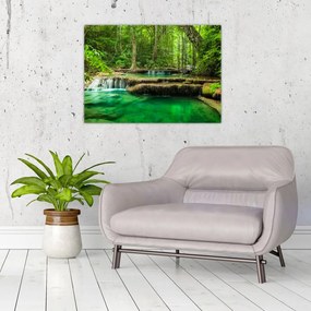Tablou pe sticlă - Cascada Erawan din Kanchanaburi, Thailanda (70x50 cm)
