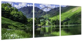 Tablou - Peisaj cu un lac (cu ceas) (90x30 cm)