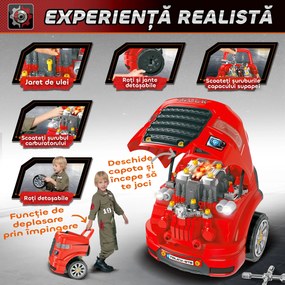 Homcom, camion de jucarie, cu functii si accesorii, 3-5 ani, rosu | Aosom Romania