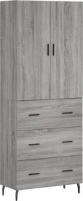 vidaXL Dulap înalt, gri sonoma, 69,5x34x180 cm, lemn compozit