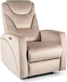 Fotoliu recliner KRONOS, stofa catifelata bej- Bluvel 40, 79x94/160x10