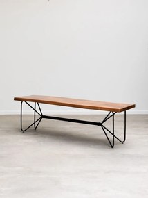 Banchetă bucătărie din lemn de acacia natur și metal negru, 47,5 x 166,5 x 44 cm, „Frequency”