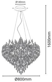 Lustră de cristal pe cablu 12xG9/40W/230V auriu