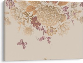 Tablou - Vintage, flori și fluturi (70x50 cm)