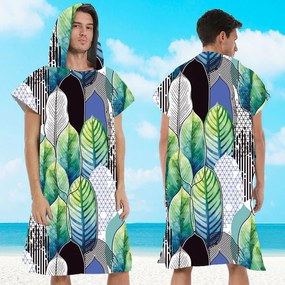 Poncho prosop de plaja FEATHER verde-albastru 80x145 cm