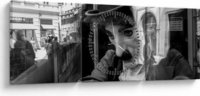 Tablou - Charles Chaplin la Praga (cu ceas) (90x30 cm)