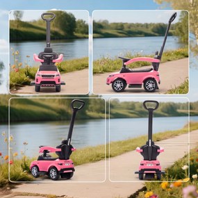 AIYAPLAY Mașinuță Ride-on Land Rover cu Mâner și Barieră, din PP și Oțel, 84 x 40 x 94,5 cm, Roz | Aosom Romania