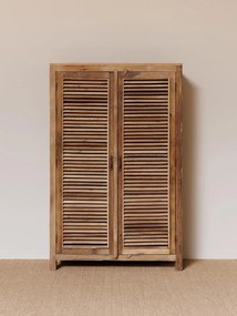 Dulap din lemn de acacia, cu 2 usi si suport de umerase, aspect vintage, Oriel