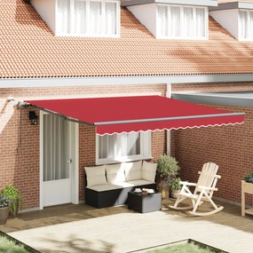 Marchiză Retractabilă Automată vidaXL cu LED Roșu 400x350 cm