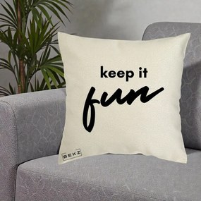 Perna Decorativa Keep It Fun, 40x40 cm, Ecru, Husa Detasabila, Perna Inclusa, BEKZ®