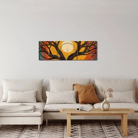 Tablou - Soarele în coroana arborelui vieții (cu ceas) (90x30 cm)