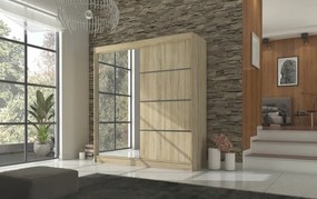 Dulap cu usi glisante si oglinda 200x215 cm, Gilton, ADRK Furniture (Culoare: Alb)