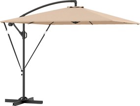 Outsunny Umbrelă Suspendată 2.5x2.5 m cu Acoperire, Corzi Antivânt, Bază în Cruce și Manivelă, Umbrelă de Grădină Inclinabilă și Rotativă 360° din Metal și Poliester 180 g/m², UV50+, Gri | Aosom Romania