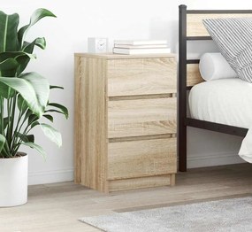 vidaXL Noptiere cu 3 sertare 2 buc Stejar Sonoma 39x35x65 cm