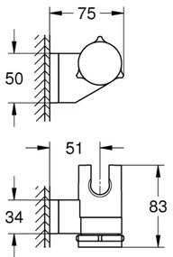 GROHE 261832431 - Suport de perete pentru duș VITALIO UNIVERSAL negru