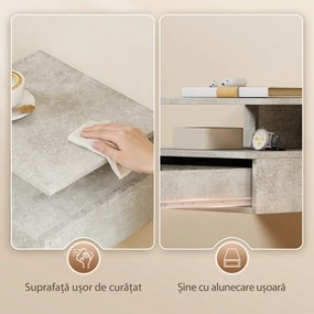 HOMCOM Set de 2 Noptiere Suspendate cu Sertar și Poliță Superioară, 35x32x22.5 cm, Gri | Aosom Romania