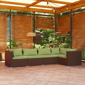 3101692 vidaXL Set mobilier de grădină cu perne, 5 piese, maro, poliratan