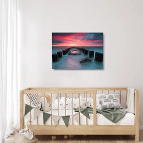Tablou pe sticlă - Pietre în mare (70x50 cm)