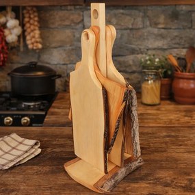 Set 4 tocatoare din lemn cu suport 53x26 cm pentru bucatarie