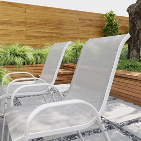 Outsunny Set de 4 Scaune Suprapozabile cu Spătar Înalt și șezut din Plasă, 54x71x93 cm, Negru | Aosom Romania