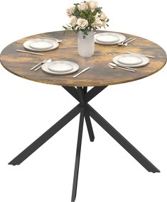 HOMCOM Masă rotundă pentru 4 persoane, masă de bucătărie în stil industrial cu picioare din oțel, pentru sufragerie, bucătărie, Maro rustic | Aosom Romania