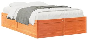 3282386 vidaXL Cadru de pat, maro ceruit, 135x190 cm, lemn masiv de pin