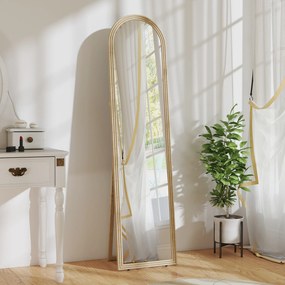 Oglindă HOMCOM de Podea și de Perete cu Suport, efect de Piatră, 40x160cm, Bej. | Aosom Romania