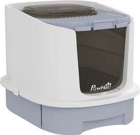 PawHut Litieră Închisă pentru Pisici cu 2 Uși și Tavă Detașabilă, 40,5x52,5x42,5 cm, Gri | Aosom Romania