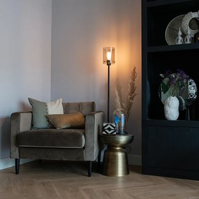 Lampa de podea de design neagră cu sticlă fumurie - Dome