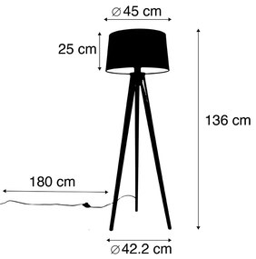 Trepied modern alb cu abajur din in gri închis 45 cm - Tripod Classic