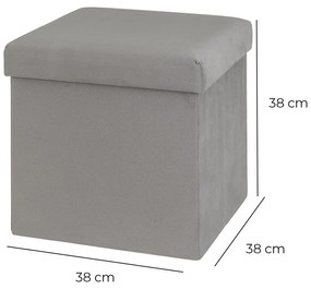 Taburet gri deschis cu tapițerie din catifea Estela – Casa Selección