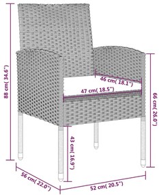 Set mobilier de gradina, 7 piese, negru negru si gri, Lungime masa 140 cm, 7