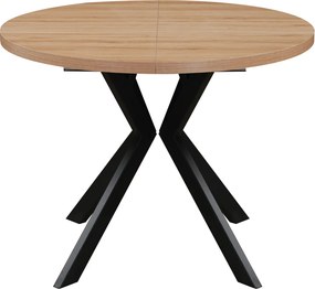 Masă extensibilă de sufragerie, stejar deschis/negru, 100-250x75,5 cm, LUKOS