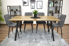 Reducere scaun de catifea gri inchis KARA cu picioare negre calitatea II