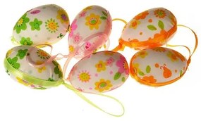 Set de ouă de Paște cu model floral, înălțime 6cm,  6 bucăți în ambalaj