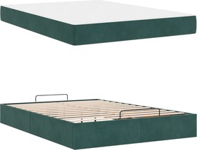vidaXL Cadru de pat cu saltea cu saltea 2 pcs Verde Catifea