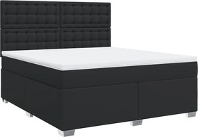 vidaXL Pat box spring cu saltea, negru, 180x200 cm, piele ecologică