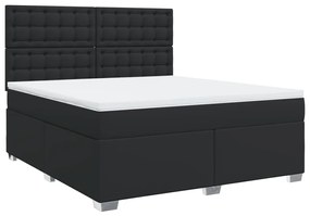 3290732 vidaXL Pat box spring cu saltea, negru, 180x200 cm, piele ecologică