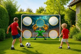 Poartă de fotbal cu perete cu țintă 180x61x122 cm
