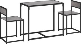 HOMCOM Set bar 3 piese, 2 scaune, 1 masă, 90 cm x 47 cm x 76 cm, Gri | Aosom Romania