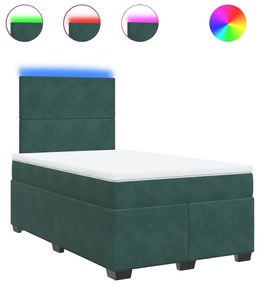 3293155 vidaXL Pat box spring cu saltea, verde închis, 120x190 cm, catifea