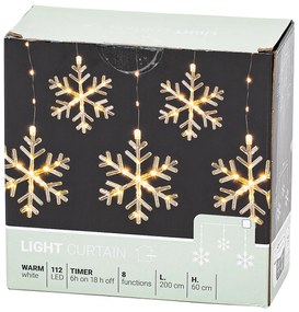 Decorațiune luminoasă pentru exterior Snowflakes,200x60cm, LED, alb cald, temporizator, 8 funcții, 200 cm