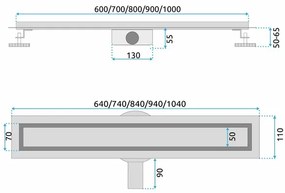 Set rigola pentru dus plus capac auriu periat Rea Neox Pro 80 cm