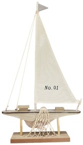 Barca lemn decorativa cu panze SAILOR, 26x48cm