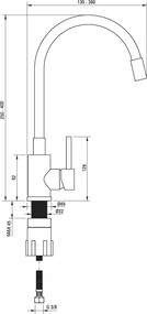 Luno Baterie pentru bucătărie, cu pipă elastică Finisaj: Antracit BOC_T720