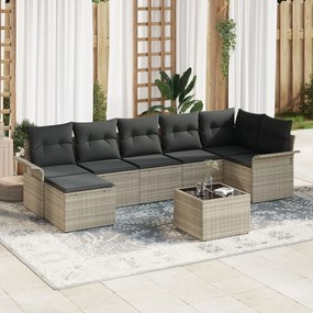 vidaXL Set de canapele pentru grădină 8 pcs Gri deschis Rattan poli
