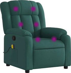 vidaXL Fotoliu de masaj rabatabil, verde închis, material textil