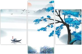 Tablou - Pictură, lac cu barcă (90x60 cm)